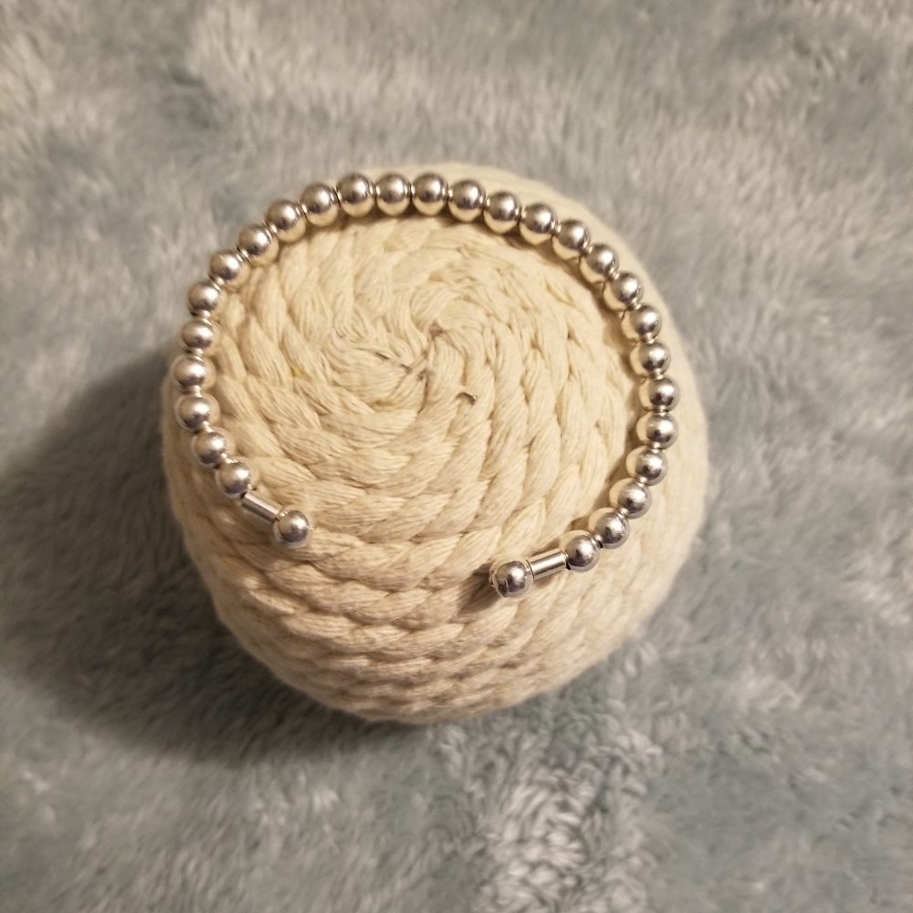 Silver Beaded Cuff